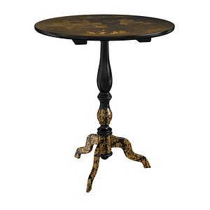 3D model Antique Chippendale Style Black Lacquer MOP  Jade Inlaid Tea Table Chinoiserie Japaned