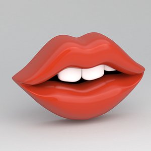 Red lips with teeth 3D model