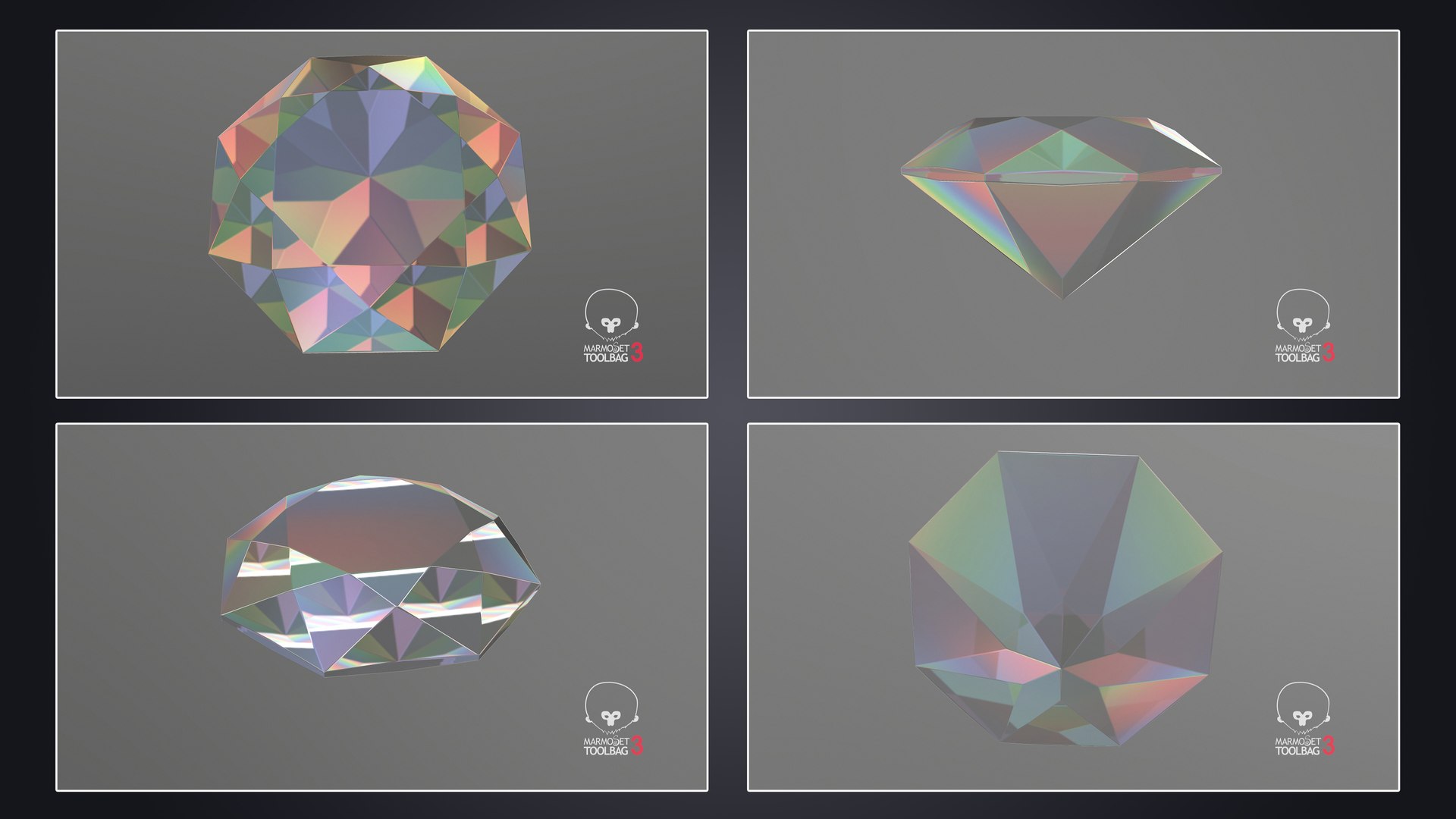 3D Diamonds Collection https://p.turbosquid.com/ts-thumb/mF/Xb5ql3/pI/singlecutdiamond_marmoset_render/jpg/1710497828/1920x1080/fit_q87/80cdba92870a3371021e4524ab5762a6152d8eff/singlecutdiamond_marmoset_render.jpg