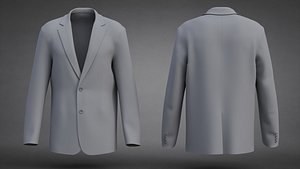 Grey Mens Suit Jacket 3D Clothing Model