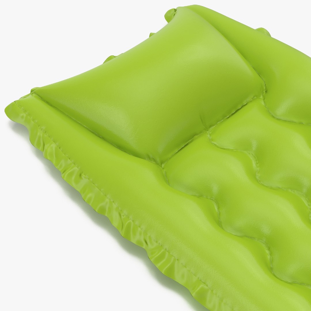 Inflatable Air Mattress 2 Green 3D Model 3D model preview