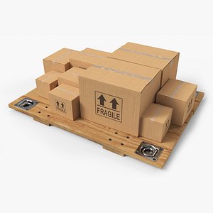 Stacked Freight Boxes On Slatted Pallet