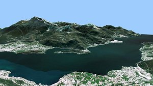 Mountain landscape and city Colico Italy