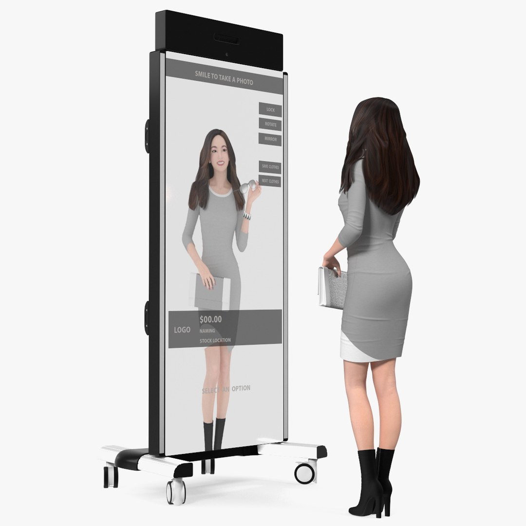 Woman with Virtual Dressing Mirror(1) 3D model preview