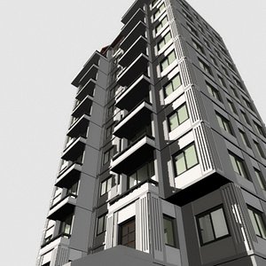 apartment flats building 3d model