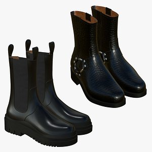 3D Realistic Leather Boots V27 model