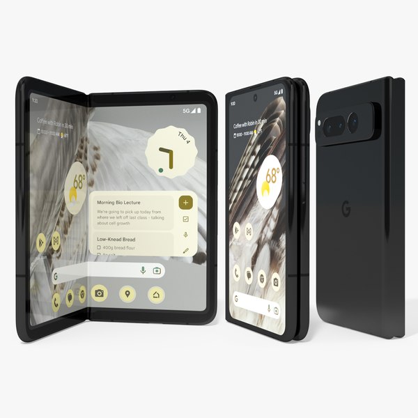 Google Pixel Fold Smartphone Obsidian Rigged 3D