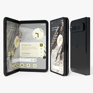 Google Pixel Fold Smartphone Obsidian Rigged
