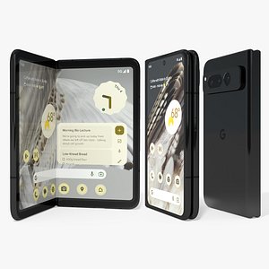 Google Pixel Fold Smartphone Obsidian Rigged