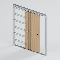 Sliding Pocket Door with Exposed Stud Frame and Rollers