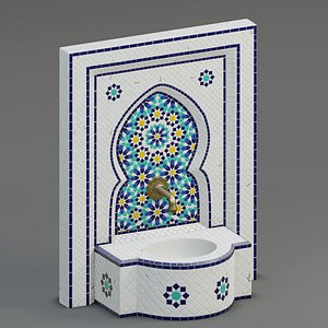 3D fountain moroccan mosaic model