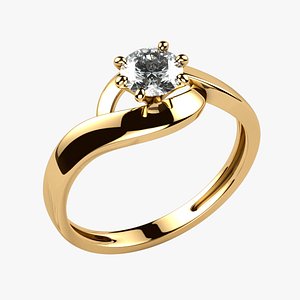 5mm Gemstone Gold Ring 3D model