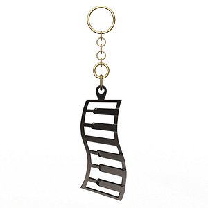 3D Piano Key Keychain 03