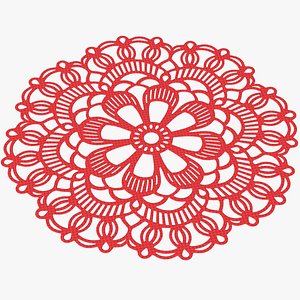 3D model Disposable Lace Paper Doilie Red