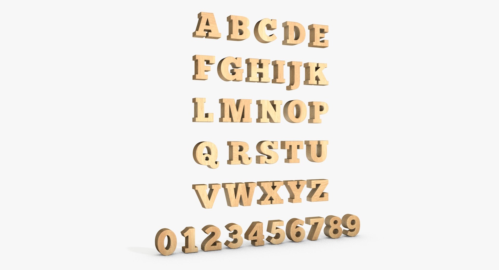 Wooden Letter Number Alphabet 3d Model