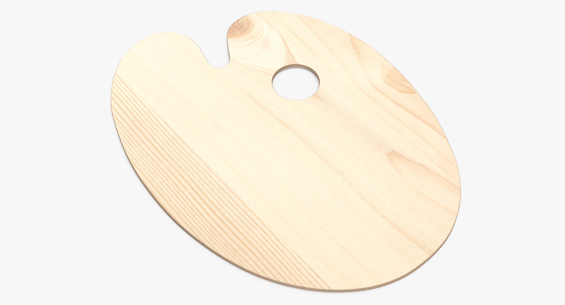 Wooden Paint Palette 3D model preview