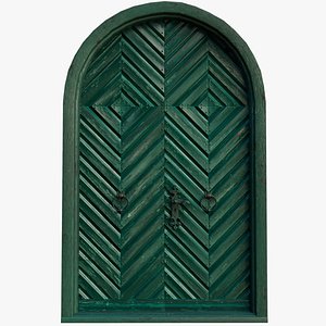 Antique Wooden Doubledoors Green - PBR