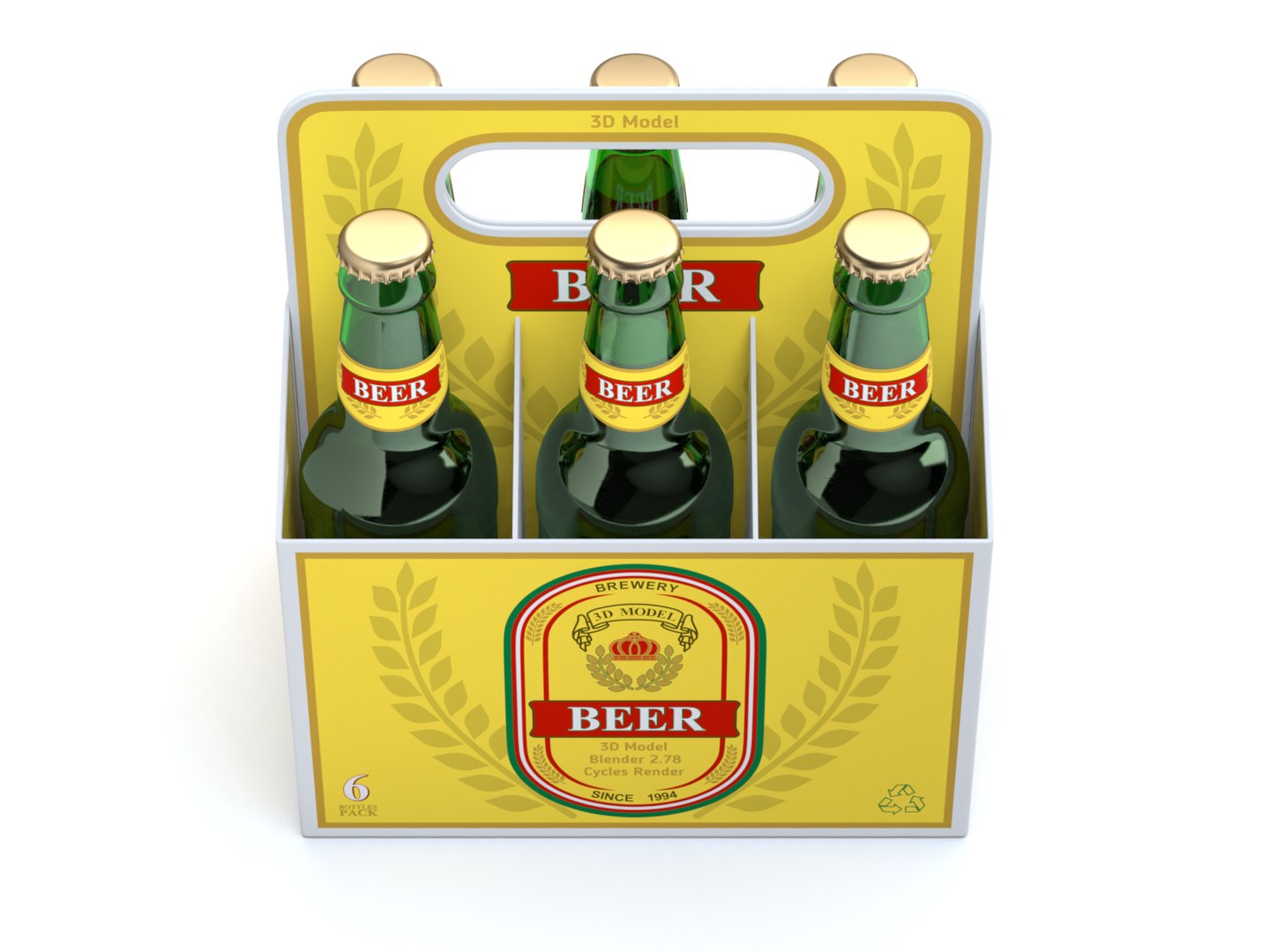 3D Beer Cardboard Pack Model TurboSquid 1506921