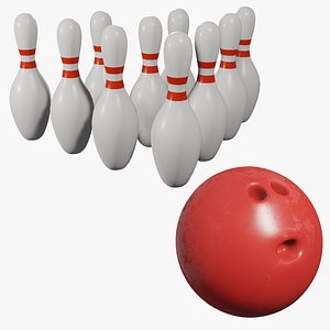 Bowling Ball and Pins 3D
