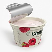 Chobani Greek Yogurt Cup Open Raspberry