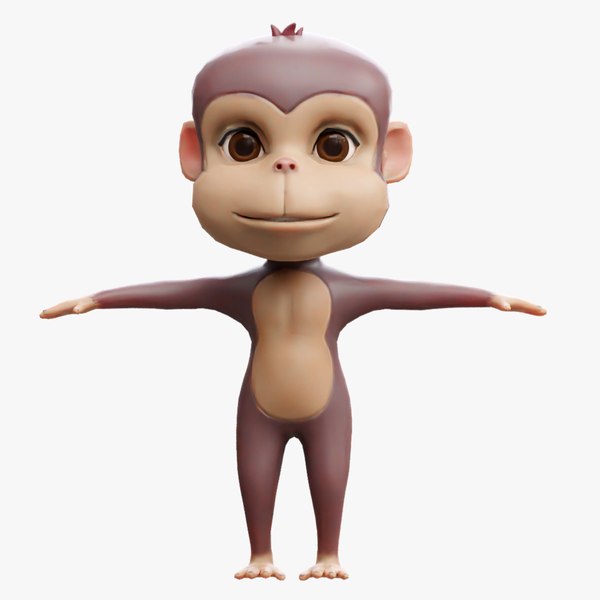 3D Cartoon Monkey Rigged and Animated model