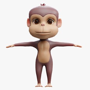 Cartoon Monkey Rigged and Animated