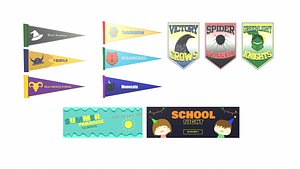 3D Generic Pennants and Banners