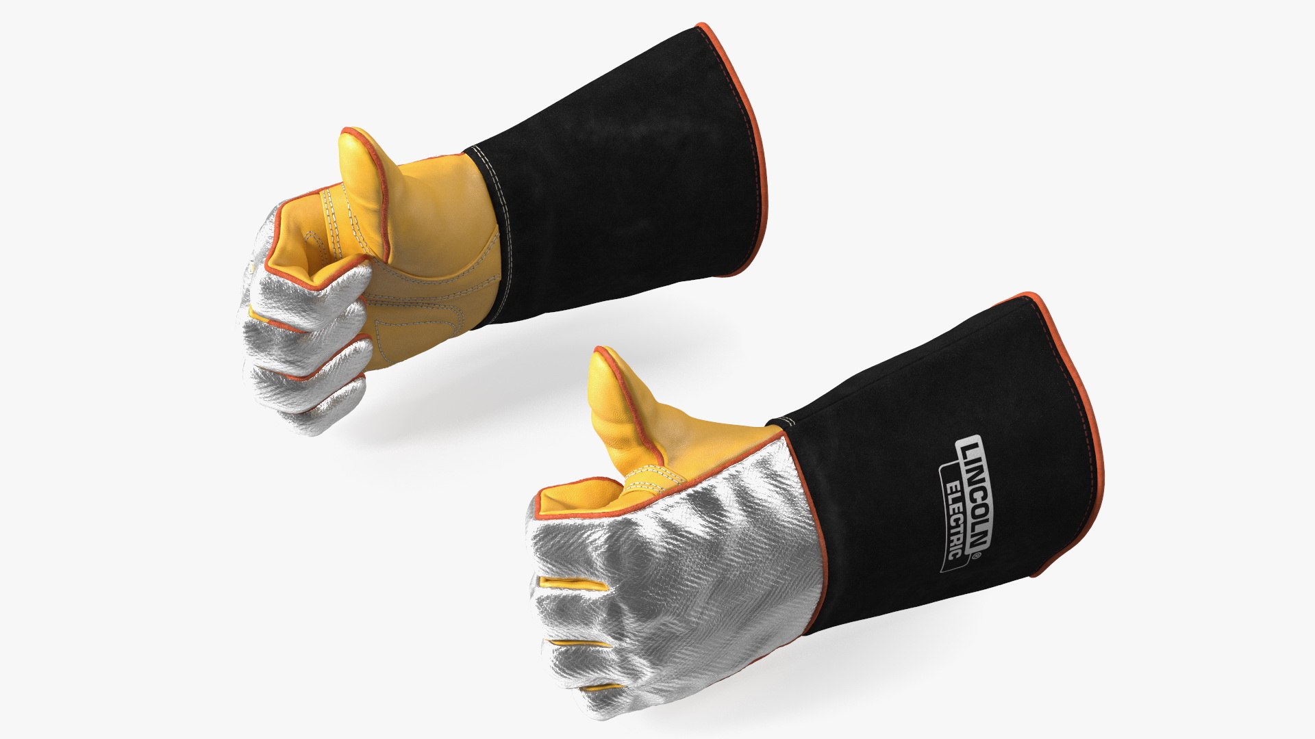 Lincoln Electric Reflective Welding Gloves Thumbs Up Gesture 3D model preview