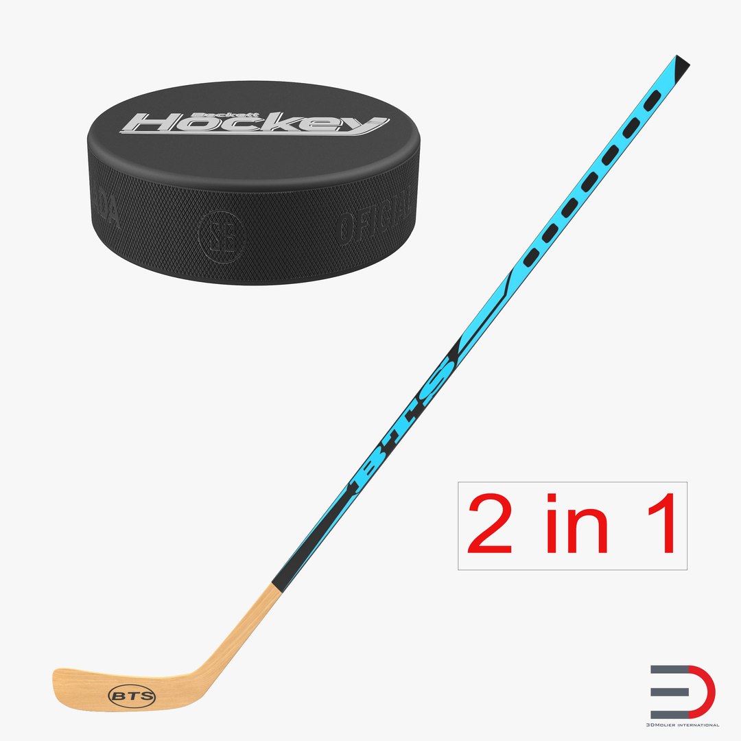 Hockey Stick and Puck 3D model preview