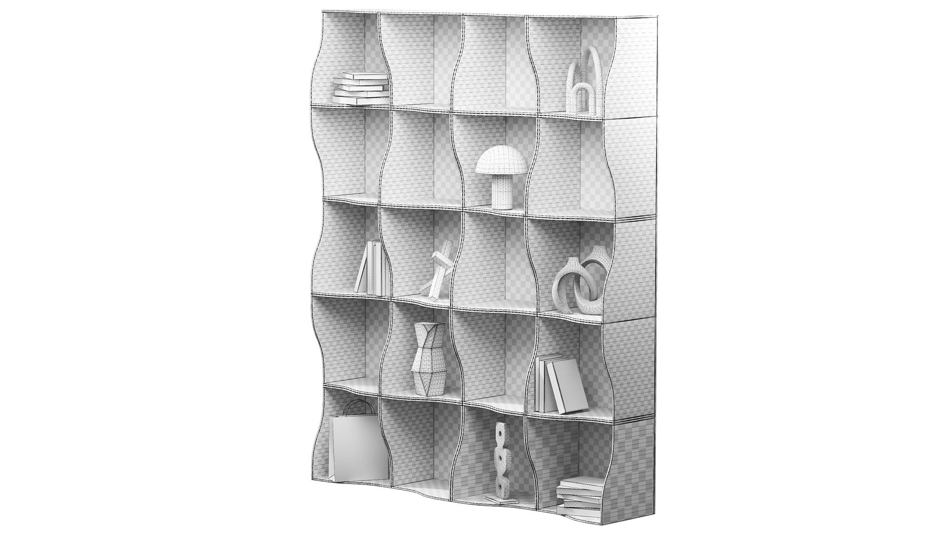 Wavy Rack Kit Decorative Modular Shelves 3D Model - TurboSquid 2253684