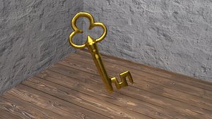 golden skeleton key 3D model
