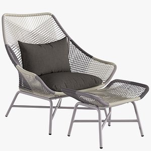 West Elm Huron Outdoor Lounge Chair Large and Ottoman