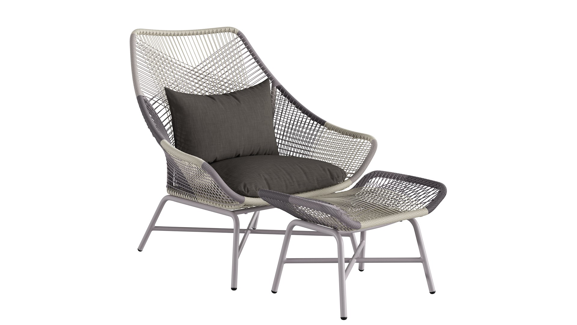 3D West Elm Huron Outdoor Lounge Chair Large and Ottoman TurboSquid