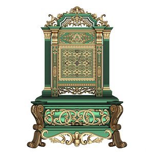 Casket Clock Carved 02 Green 3D model
