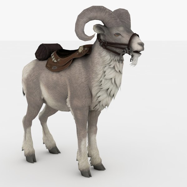 big horn goat rigged and animated 3d model