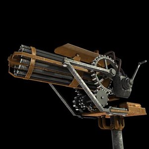 maya steampunk gatling gun