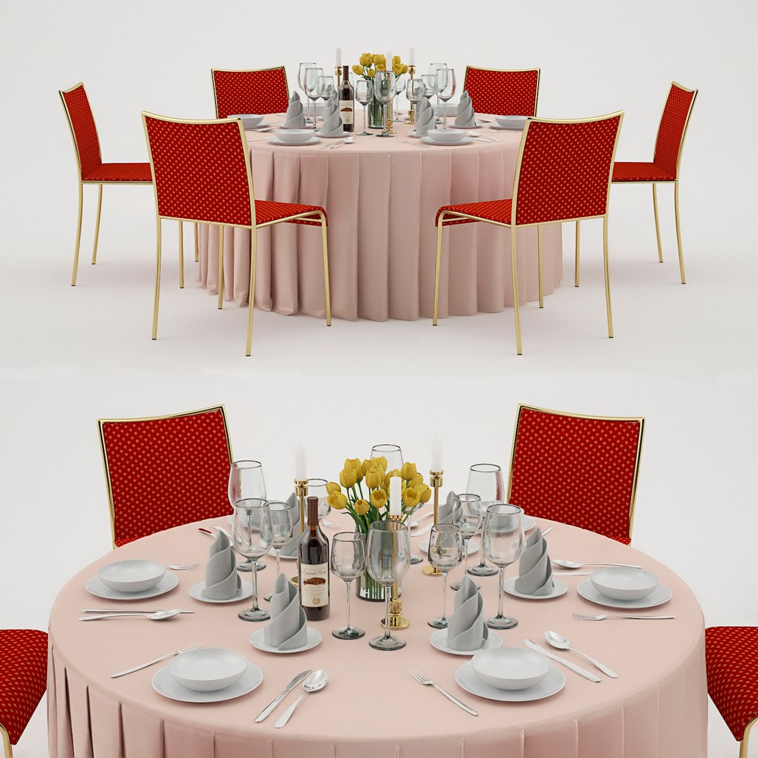 Banquet Table 6 3d Model