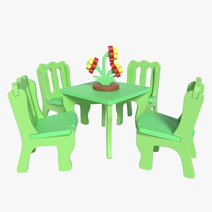 Table And Chair Set 3D