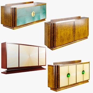 3D model A set of TV wall-mounted chests of drawers in the Art Deco style