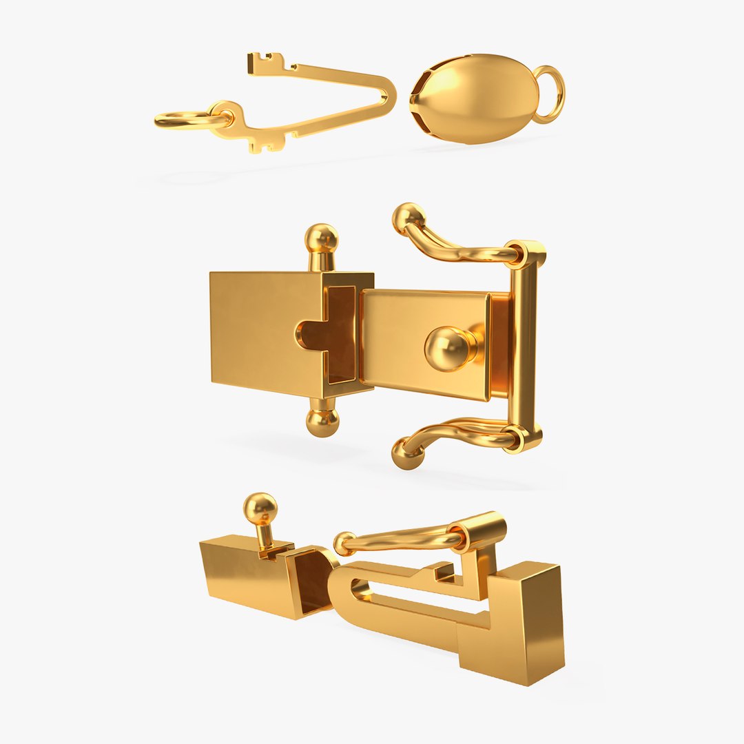 Golden Jewelry Clasps Collection 3 3D model preview
