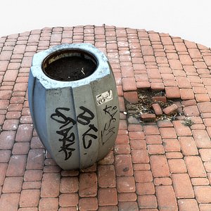 Photorealistic 3D scan of concrete abandoned empty planter model