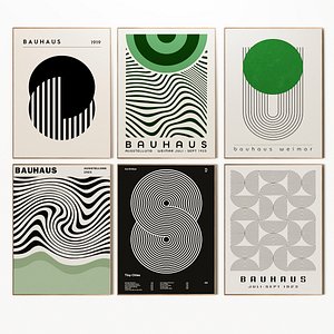 3D Bauhaus Green Poster Set