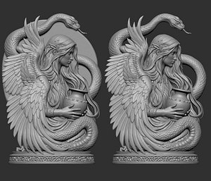 3D digital sculpture of the Greek Goddess or Siren