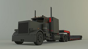 truck 3ax lowbed trailer 3D model