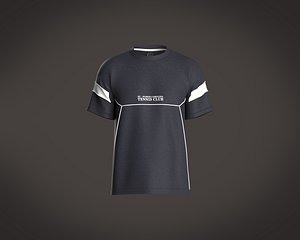 3D Mens T-Shirt with cut and sew piping and chest Print model