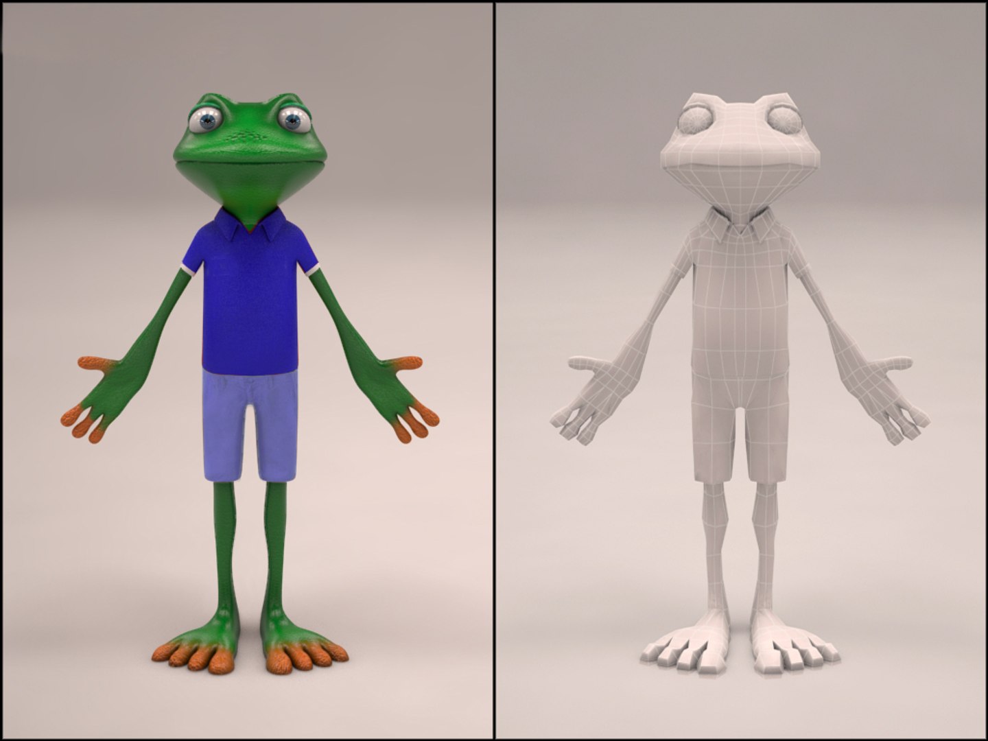 3d cartoon character rig model