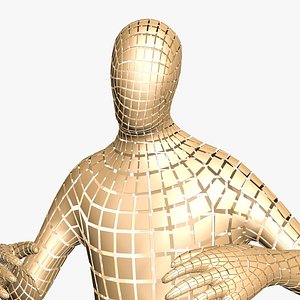 3D Golden Fragmented Dancer in Motion