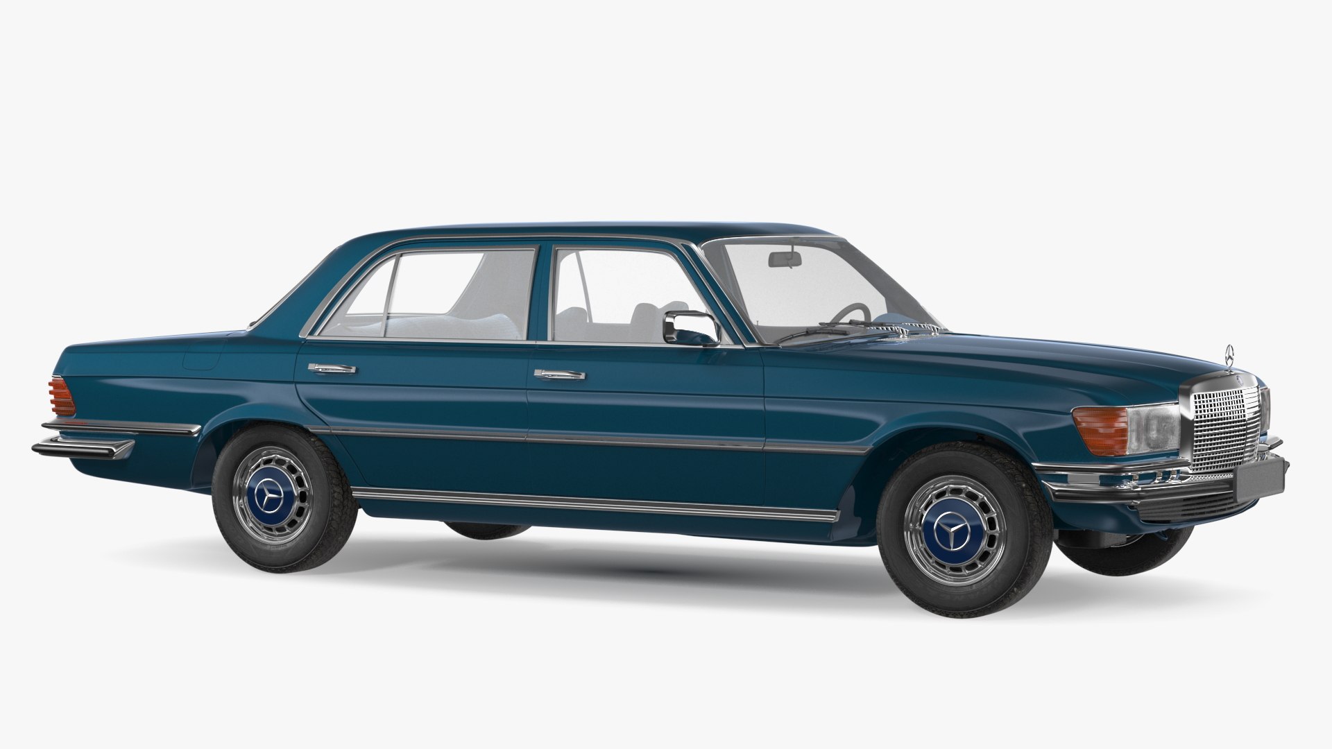 Mercedes Benz 350 SE Blue Rigged 3D model preview