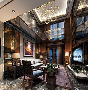 Postmodern duplex living room 3D model