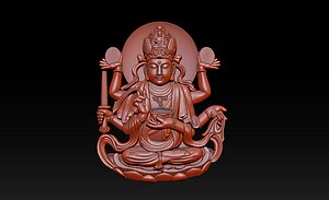 Bas-relief Buddha Pendant 3D model